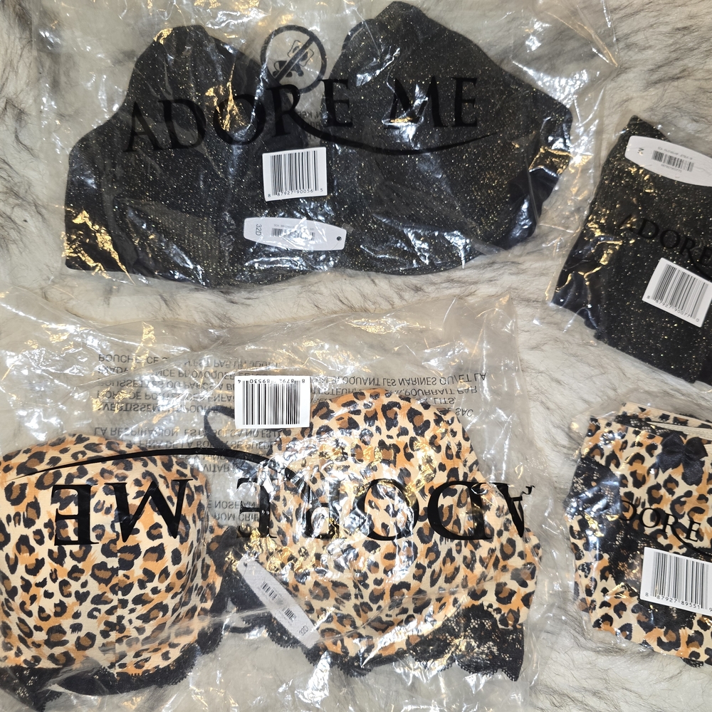 Adore Me Leopard and Black Lingerie Set